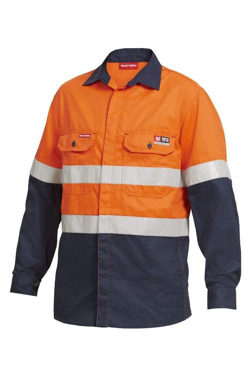 Hard Yakka FR Long Sleeve Shirt Y04350 Work Wear Hard Yakka Orange/Navy S 